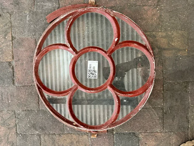 Rond rozet-stalraam, historisch, roodbruin, diameter 47,5 cm - afbeelding 1 van  3