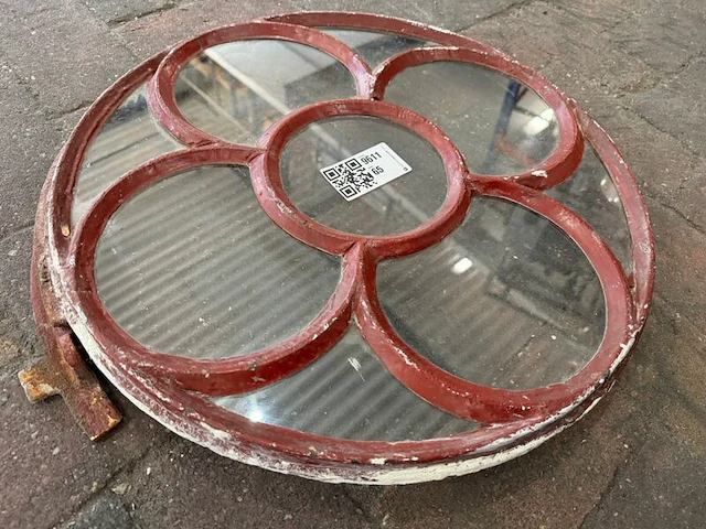 Rond rozet-stalraam, historisch, roodbruin, diameter 47,5 cm - afbeelding 2 van  3