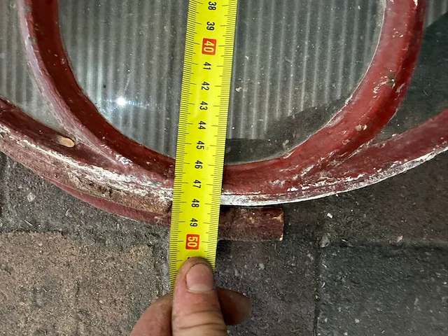 Rond rozet-stalraam, historisch, roodbruin, diameter 47,5 cm - afbeelding 3 van  3
