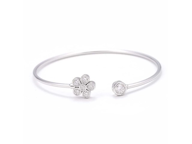 Ronde armband met briljanten en bloem vorm - afbeelding 1 van  2