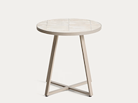 Ronde bijzettafel van gegalvaniseerd staal en beige tegels ø45 cm, kave home, tella - afbeelding 1 van  7