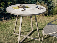 Ronde bijzettafel van gegalvaniseerd staal en beige tegels ø90 cm, kave home, tella - afbeelding 2 van  6