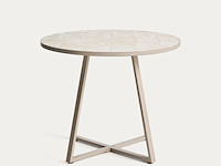 Ronde bijzettafel van gegalvaniseerd staal en beige tegels ø90 cm, kave home, tella - afbeelding 1 van  9