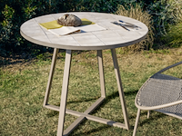Ronde bijzettafel van gegalvaniseerd staal en beige tegels ø90 cm, kave home, tella - afbeelding 2 van  9