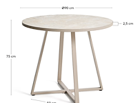 Ronde bijzettafel van gegalvaniseerd staal en beige tegels ø90 cm, kave home, tella - afbeelding 6 van  9