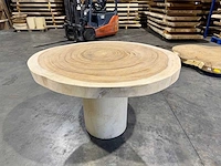 Ronde boomstam suar eettafel ca 120 cm. - afbeelding 4 van  4
