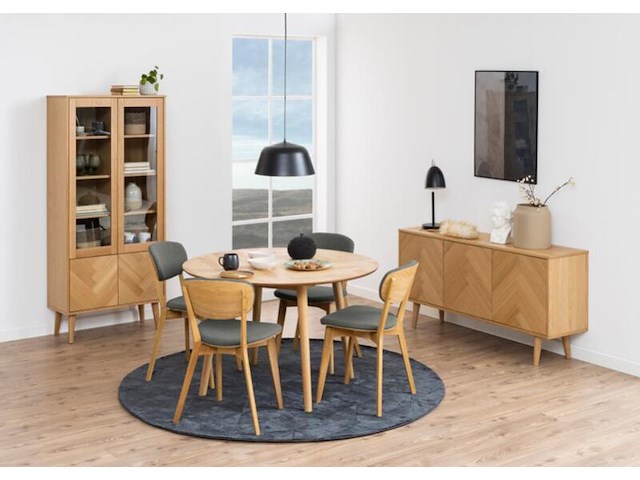 Ronde eetkamertafel, actona, nagano round dining table, oak oiled veneer - afbeelding 4 van  6