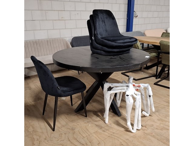 Ronde eetkamertafel met 4x stoel - afbeelding 1 van  9