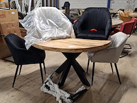 Ronde eetkamertafel met 4x stoel - afbeelding 1 van  11
