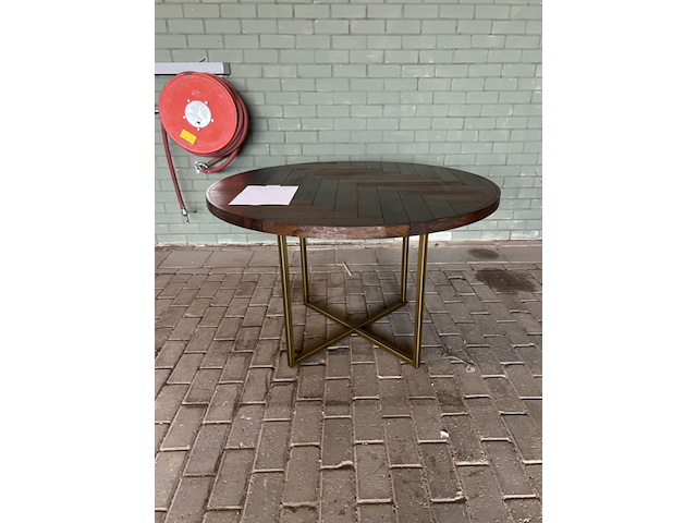Ronde eettafel dutchbone, class | visgraat, bruin - afbeelding 1 van  4