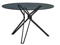 Ronde eettafel, zwart glas polspotten - afbeelding 1 van  5