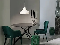 Ronde eettafel, zwart glas polspotten - afbeelding 2 van  5