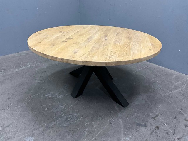 Ronde eiken eetkamertafelblad 160 cm - afbeelding 2 van  6