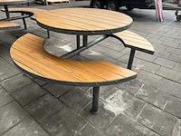 Ronde outdoor picknicktafel met stalen frame - afbeelding 3 van  4
