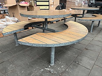 Ronde outdoor picknicktafels met stalen frame (4x) - afbeelding 1 van  2