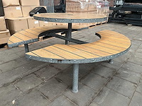 Ronde outdoor picknicktafels met stalen frame (4x) - afbeelding 2 van  2