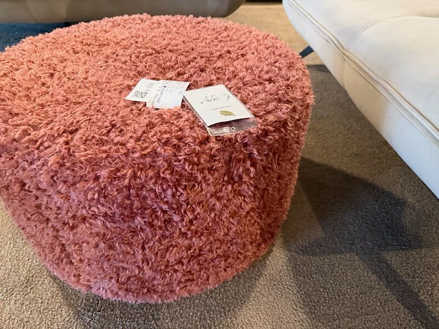 Ronde poef donker roze - afbeelding 3 van  5
