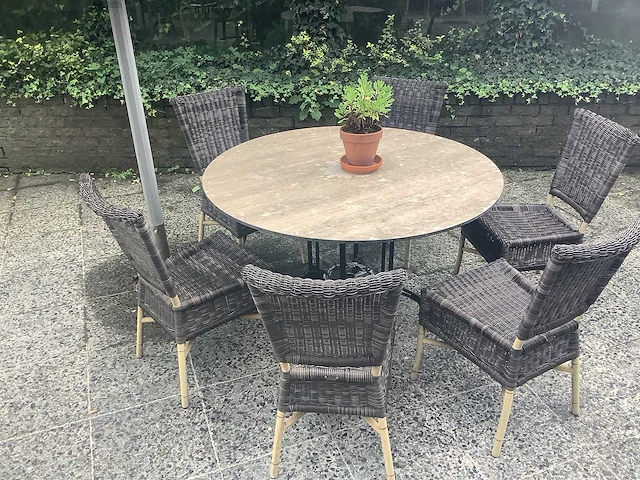 Ronde tafel inclusief 6 stoelen - terrace set - afbeelding 2 van  4