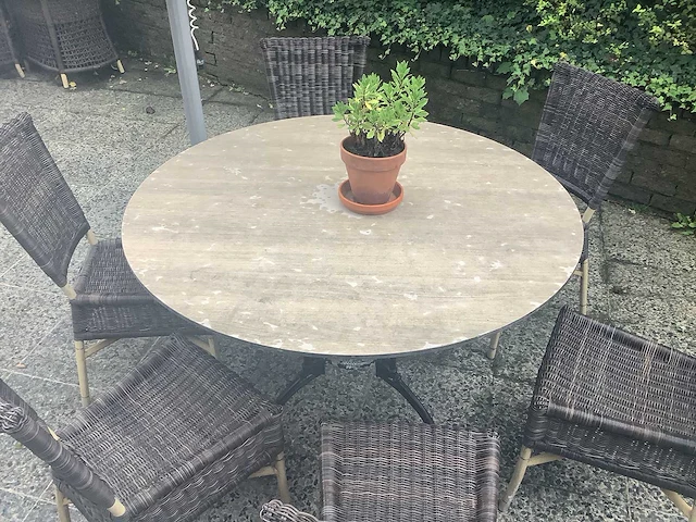 Ronde tafel inclusief 6 stoelen - terrace set - afbeelding 4 van  4