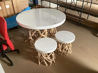Ronde tafel met 2 krukken - afbeelding 1 van  4