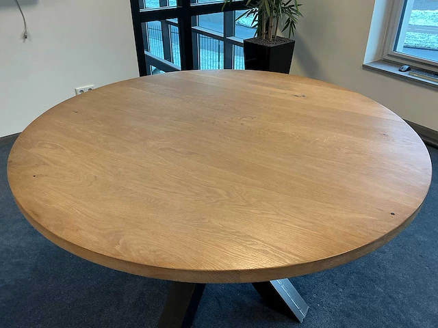 Ronde tafel met eiken blad - afbeelding 2 van  4