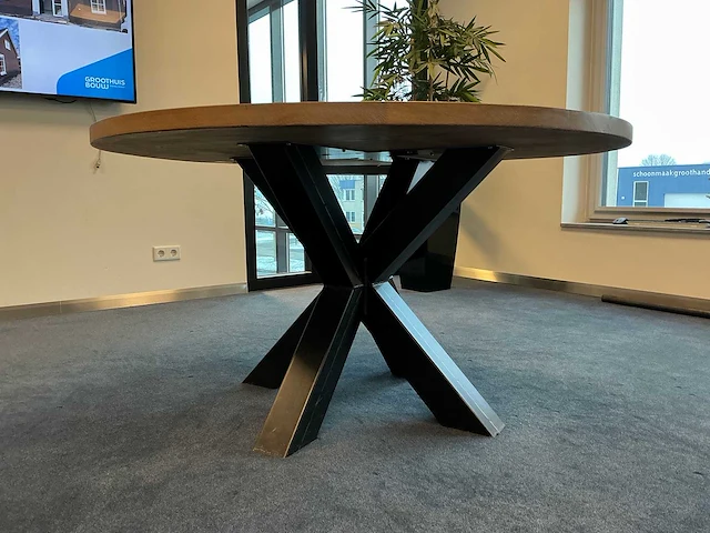 Ronde tafel met eiken blad - afbeelding 3 van  4