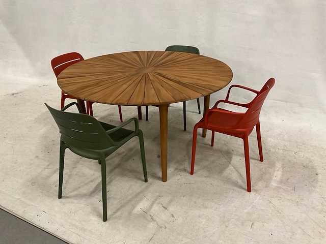 Ronde tuinset 130 cm met 4 stoelen - afbeelding 1 van  4