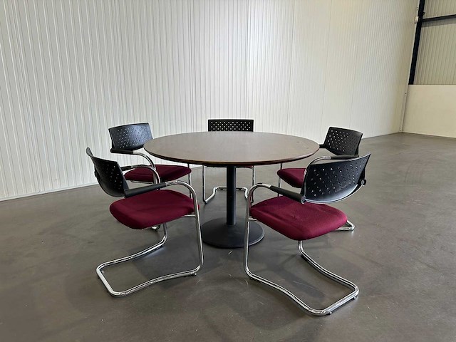 Ronde vergadertafel met 5 stoelen - afbeelding 1 van  6