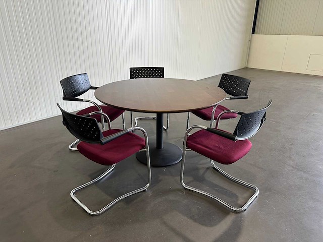 Ronde vergadertafel met 5 stoelen - afbeelding 3 van  6