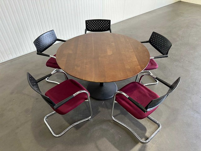 Ronde vergadertafel met 5 stoelen - afbeelding 4 van  6