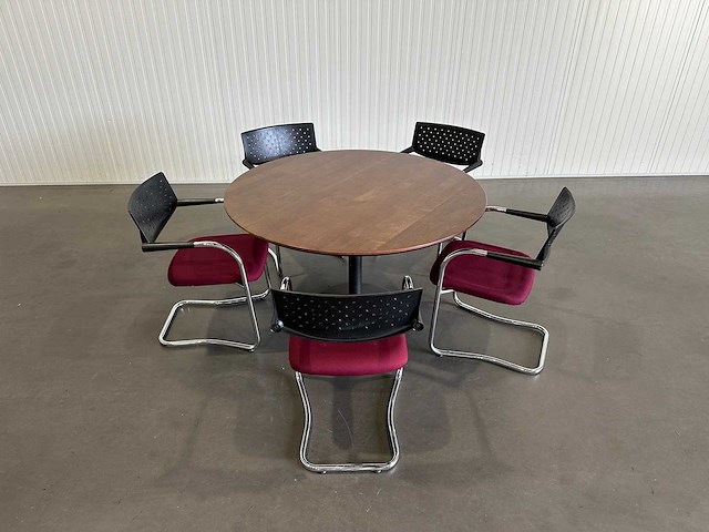 Ronde vergadertafel met 5 stoelen - afbeelding 5 van  6