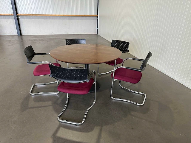 Ronde vergadertafel met 5 stoelen - afbeelding 3 van  6