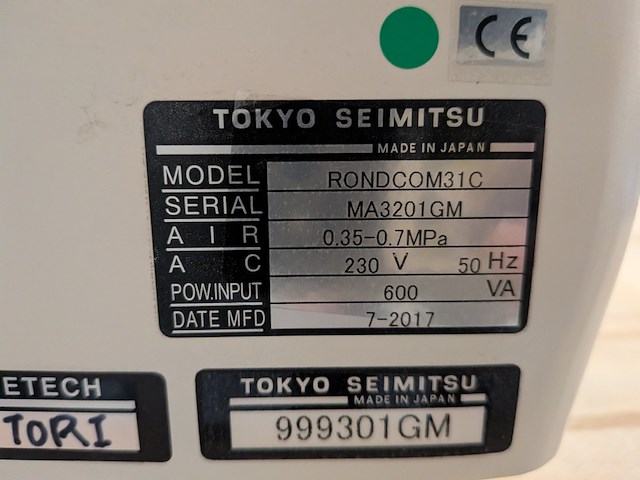 Rondheidsmeetinstrument met divers toebehoren, tokyo seimitsu, rondcom31c, 2017 - afbeelding 3 van  27