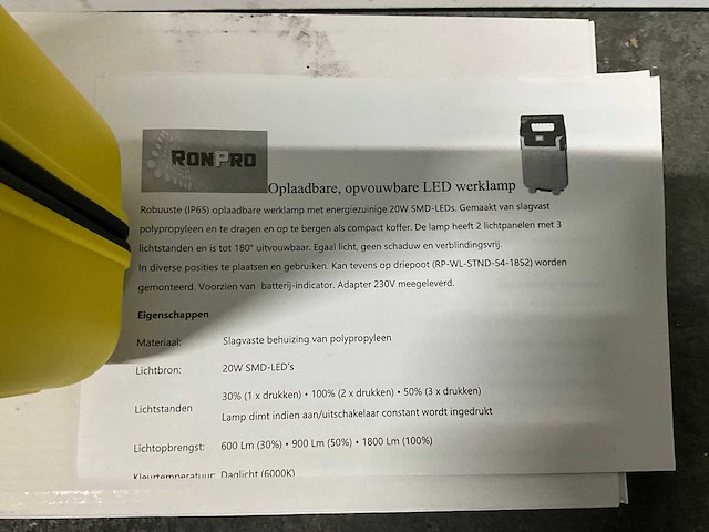Ronpro uitklapbare accu bouwlamp (40x) - afbeelding 4 van  4