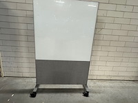 Roomdivider met whiteboard, wit/grijs, verrijdbaar - afbeelding 1 van  3