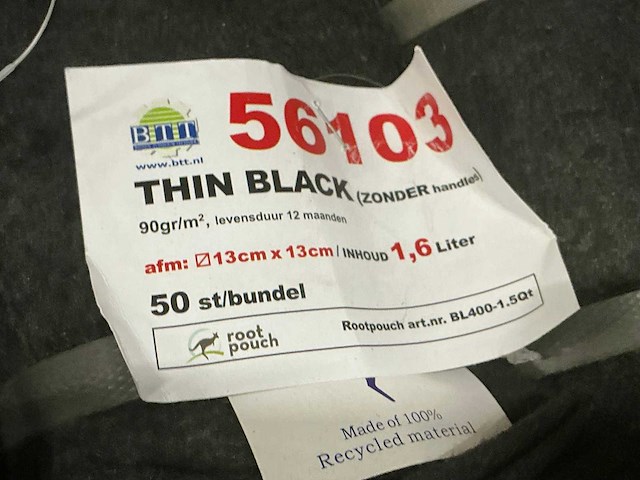 Root pouch black 1,6l kweekzak (1250x) - afbeelding 4 van  4