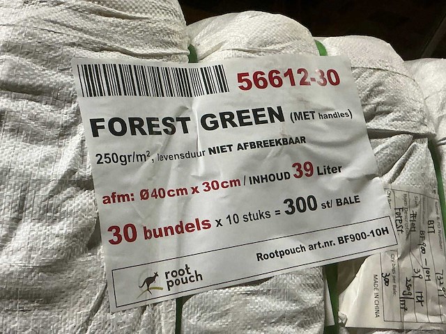 Root pouch forest green 39l kweekzak (600x) - afbeelding 3 van  3