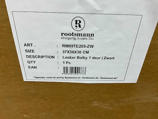 Rootsmann bulky locker 1 deur zwart - afbeelding 4 van  4