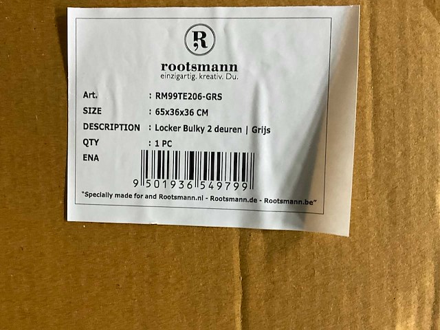Rootsmann bulky locker 2 deuren grijs (6x) - afbeelding 4 van  4