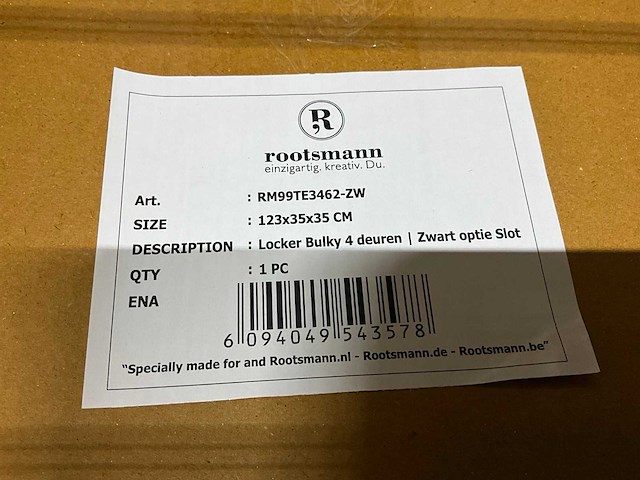Rootsmann bulky locker 4 deurs zwart met optie slot - afbeelding 5 van  5