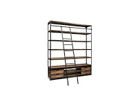 Rootsmann industriele boekenkast met ladder 2.0 - afbeelding 2 van  6