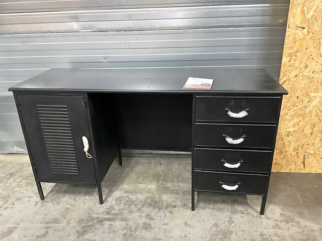 Rootsmann retro zwart stalen bureau - afbeelding 4 van  9