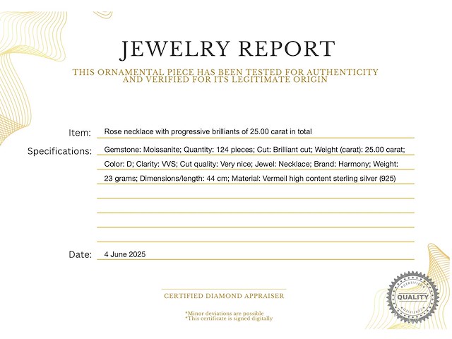 Rose collier met oplopende briljanten 25.00 carat totaal - afbeelding 2 van  10