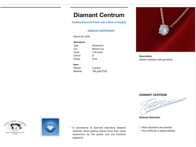 Rose gouden collier met een briljant van 1.00 carat - afbeelding 3 van  7