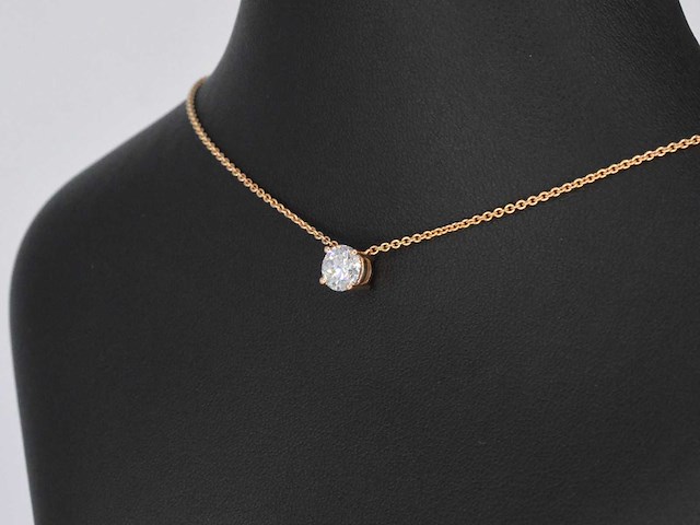 Rose gouden collier met een briljant van 1.00 carat - afbeelding 4 van  7