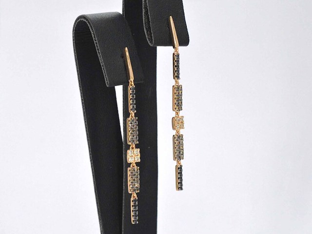 Rosé gouden oorbellen met champagne diamanten - afbeelding 1 van  9