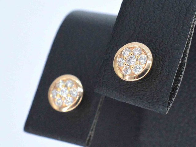 Rosé gouden oorbellen met diamanten - afbeelding 7 van  11