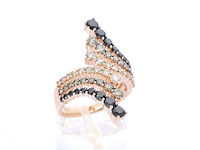 Rosé gouden ring met champagne en zwart gekleurde diamanten - afbeelding 6 van  11