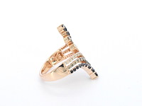 Rosé gouden ring met champagne en zwart gekleurde diamanten - afbeelding 7 van  11