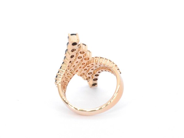 Rosé gouden ring met champagne en zwart gekleurde diamanten - afbeelding 9 van  11
